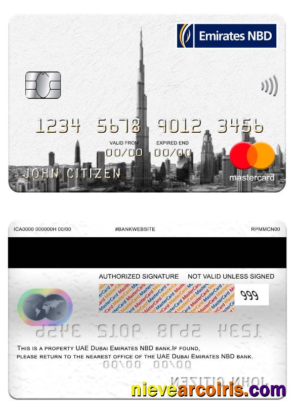 UAE Dubai Emirates NBD bank mastercard